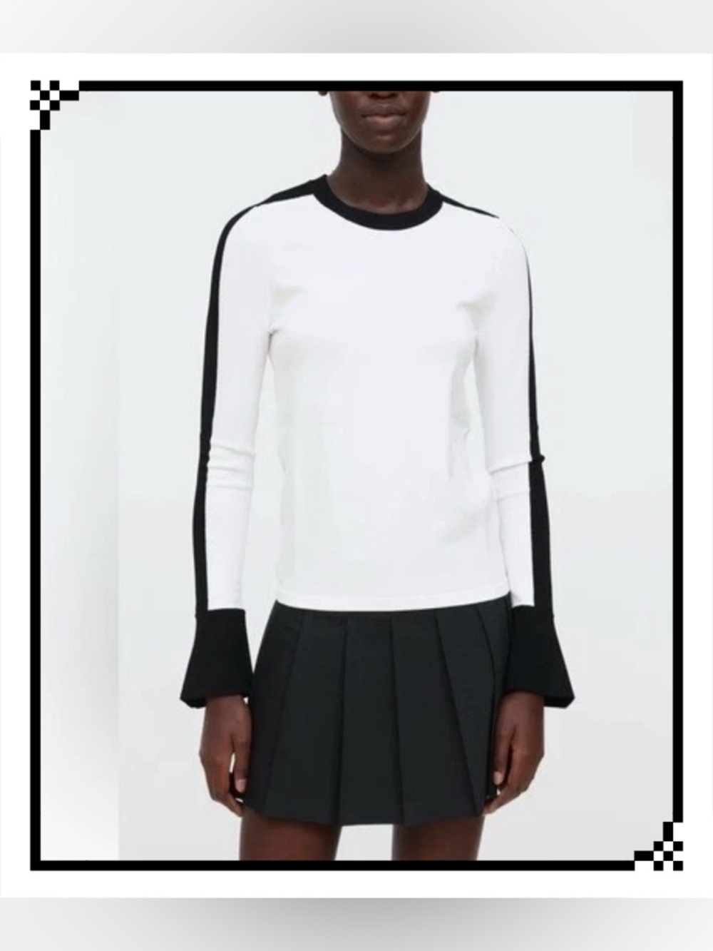 Louis Vuitton 2019SS Uniform Flare Sleeve Knit Sweater White/Black Sz XS